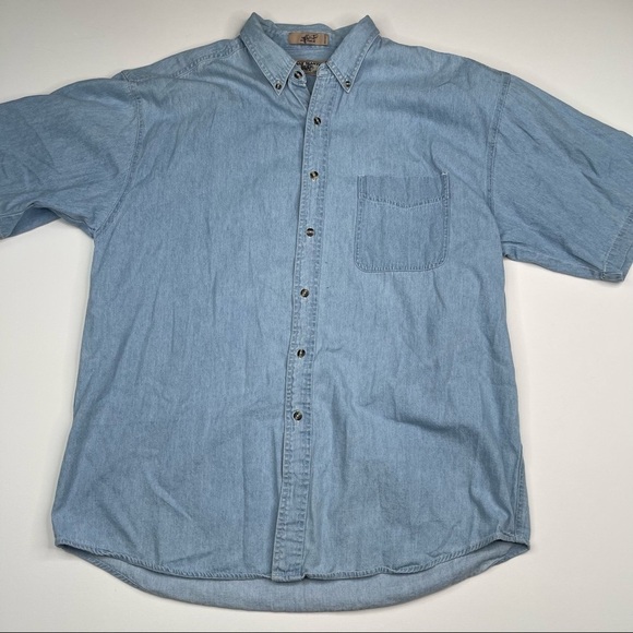 Vintage Native American Shirt Chambray Button Tribal Indigenous Blue Summer - Picture 3 of 12